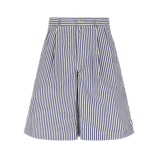 Comme Des Garçons Blue Cotton Bermuda Shorts
