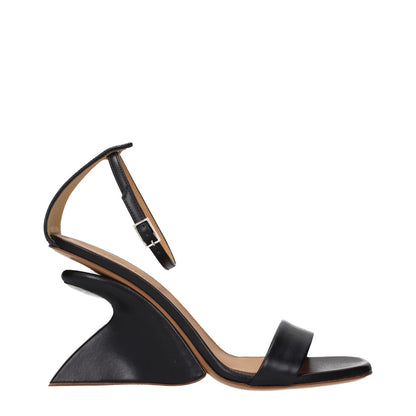 Off-White Black Leather Stiletto Heel Sandals