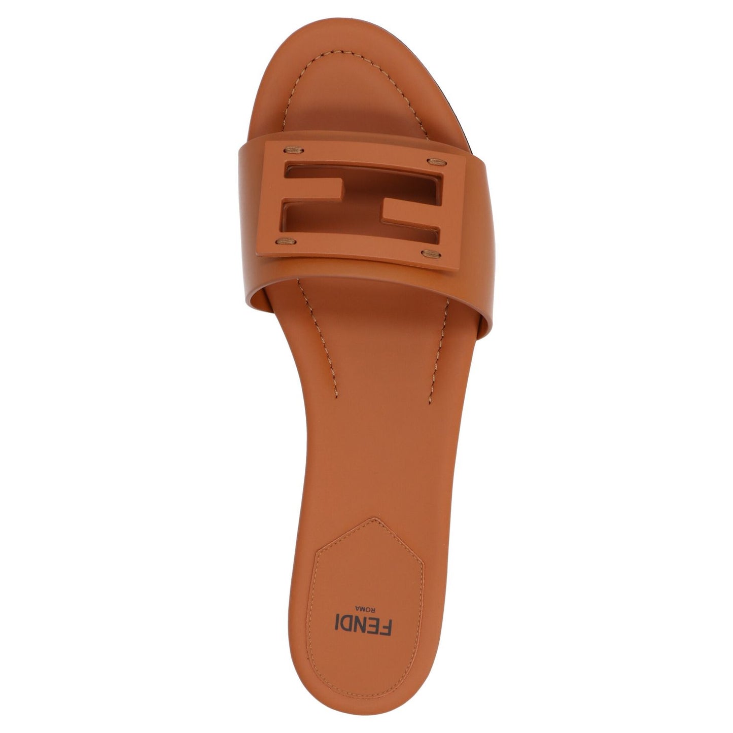 Fendi Brown Lamb Leather Slides