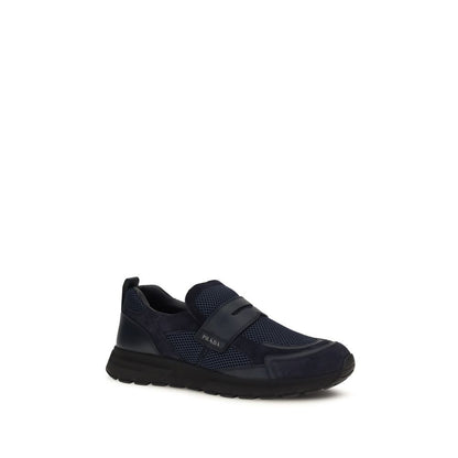 Prada Blue Calf Leather Bos Taurus Athletic Sneakers