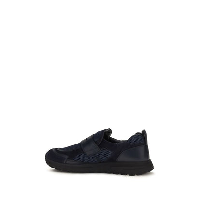 Prada Blue Calf Leather Bos Taurus Athletic Sneakers