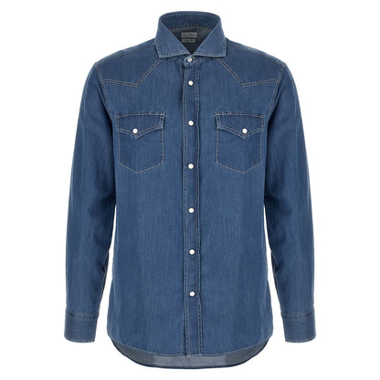 Brunello Cucinelli Blue Cotton Blouse