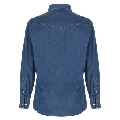Brunello Cucinelli Blue Cotton Blouse