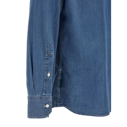 Brunello Cucinelli Blue Cotton Blouse