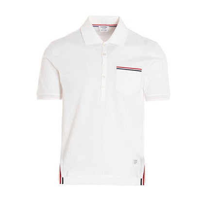 Thom Browne White Cotton Polo Shirt