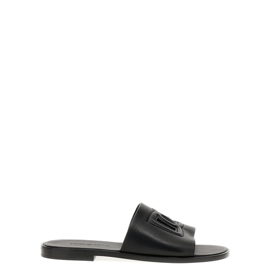 Dolce & Gabbana Black Leather Slides