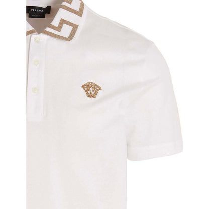 Versace White Cotton Polo Shirt