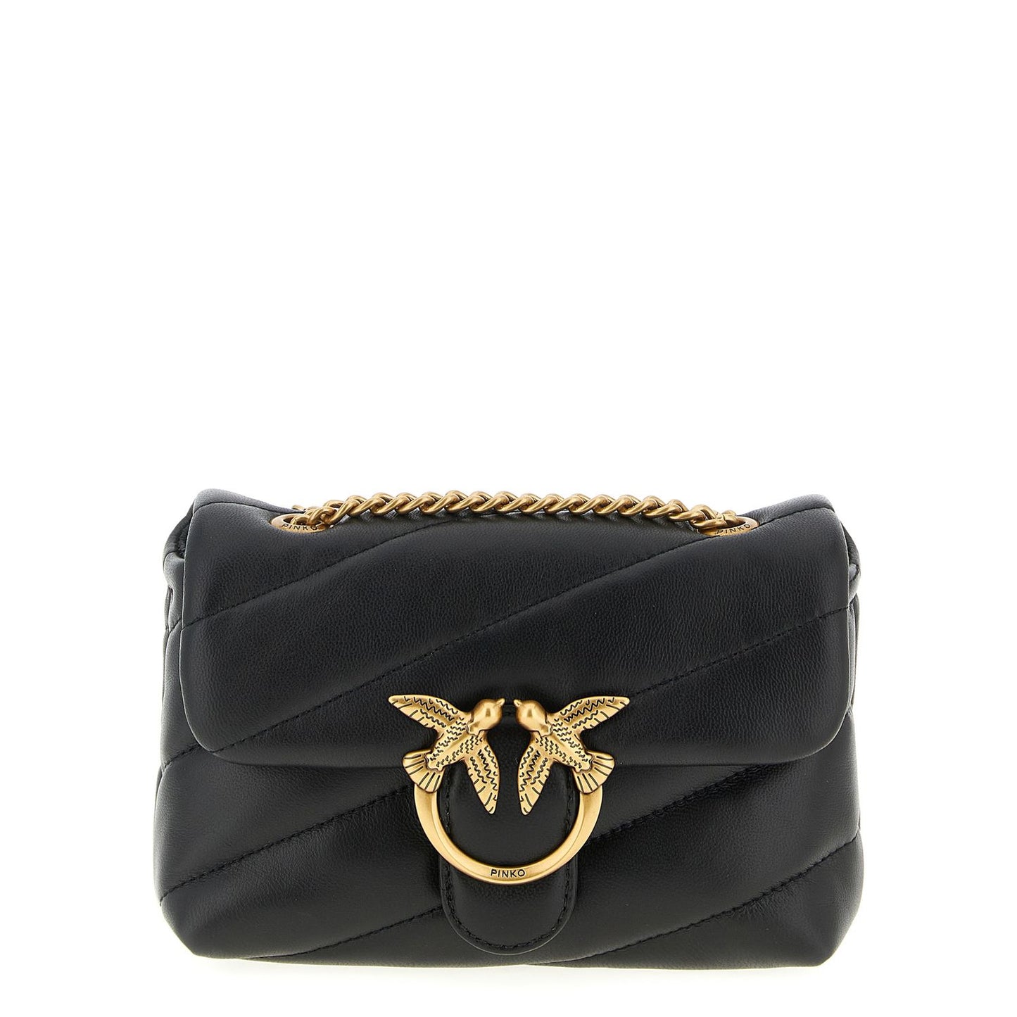 PINKO Black Lamb Leather Crossbody Bag