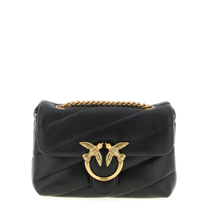 PINKO Black Lamb Leather Crossbody Bag