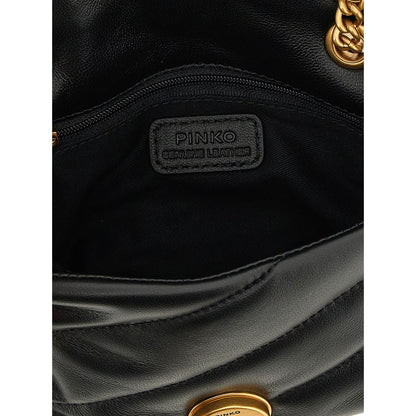 PINKO Black Lamb Leather Crossbody Bag