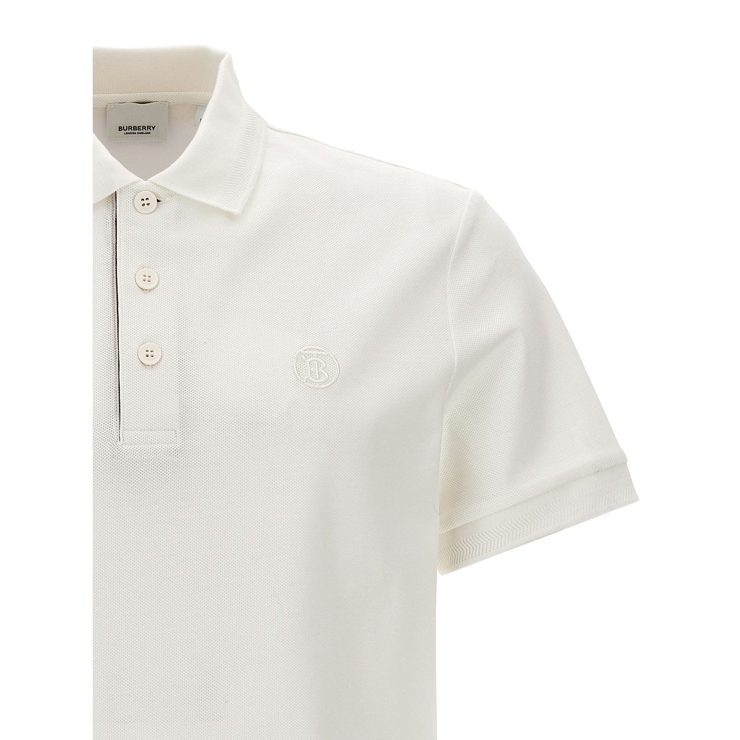 Burberry White Cotton Polo Shirt