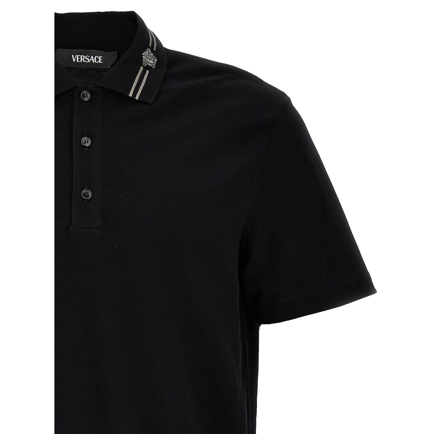 Versace Black Cotton Polo Shirt