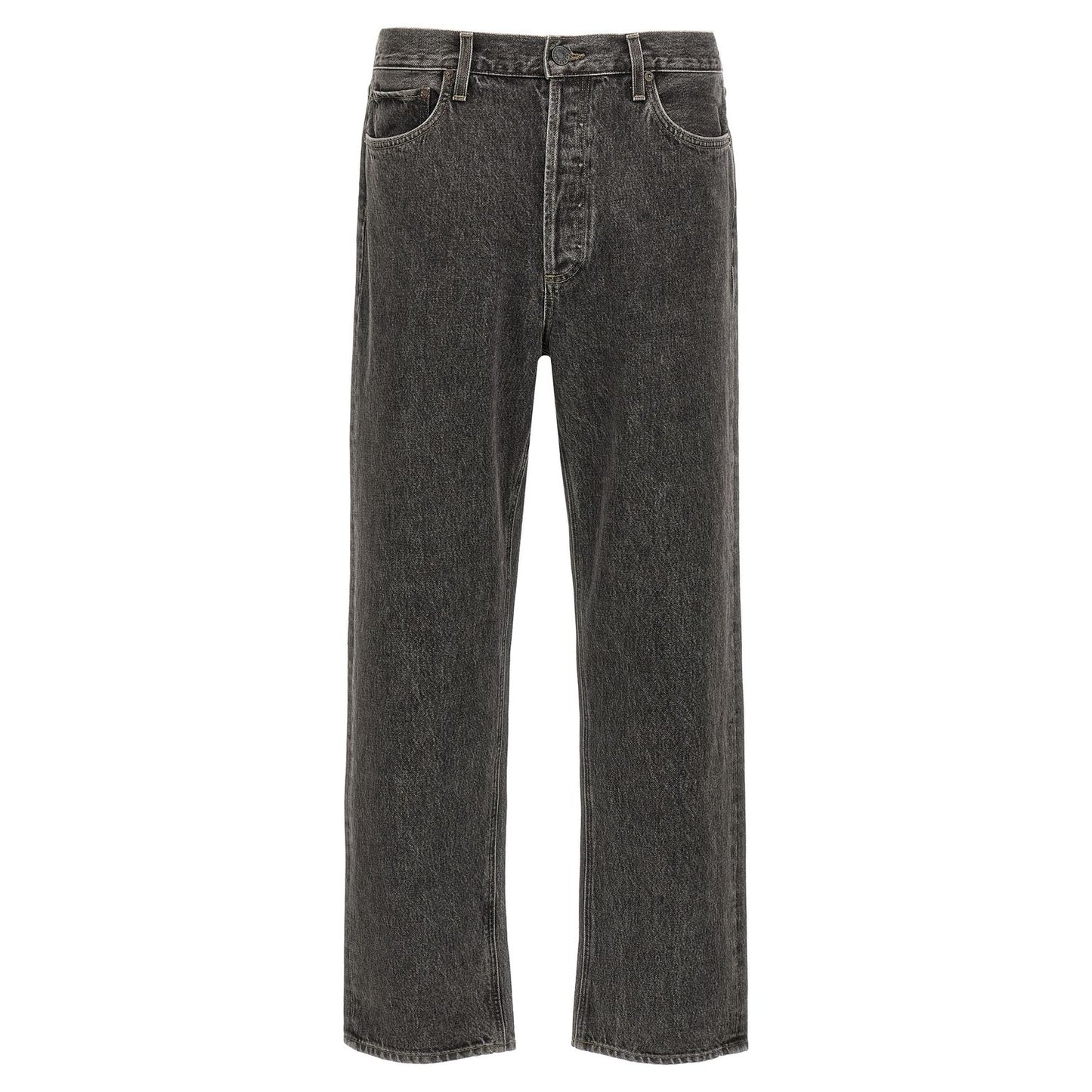 Agolde Gray Cotton Straight-Leg Jeans