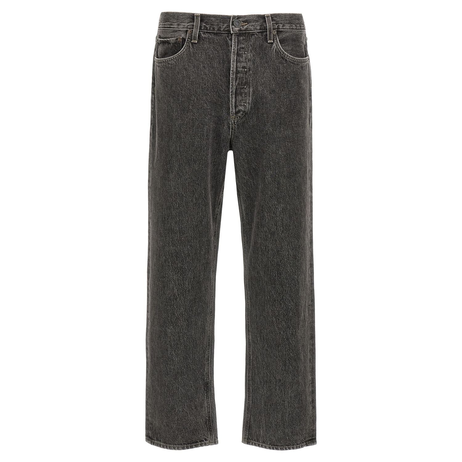 Agolde Gray Cotton Straight-Leg Jeans