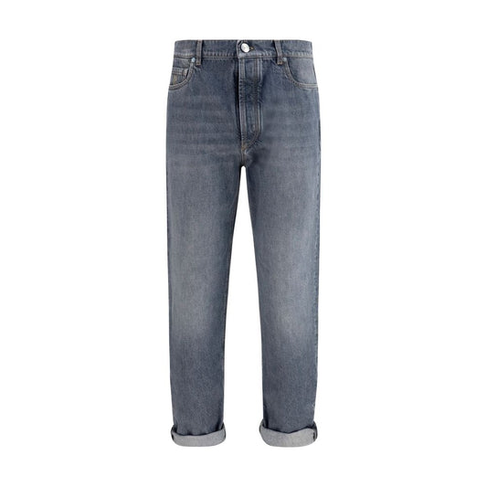 Brunello Cucinelli Gray Cotton Straight-Leg Jeans