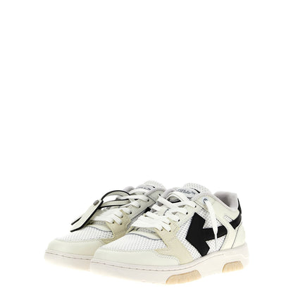 Off-White Bicolor Bovine Leather Athletic Sneakers