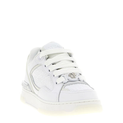 Versace White Calfskin Low Top Sneakers