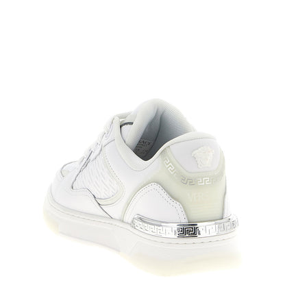 Versace White Calfskin Low Top Sneakers