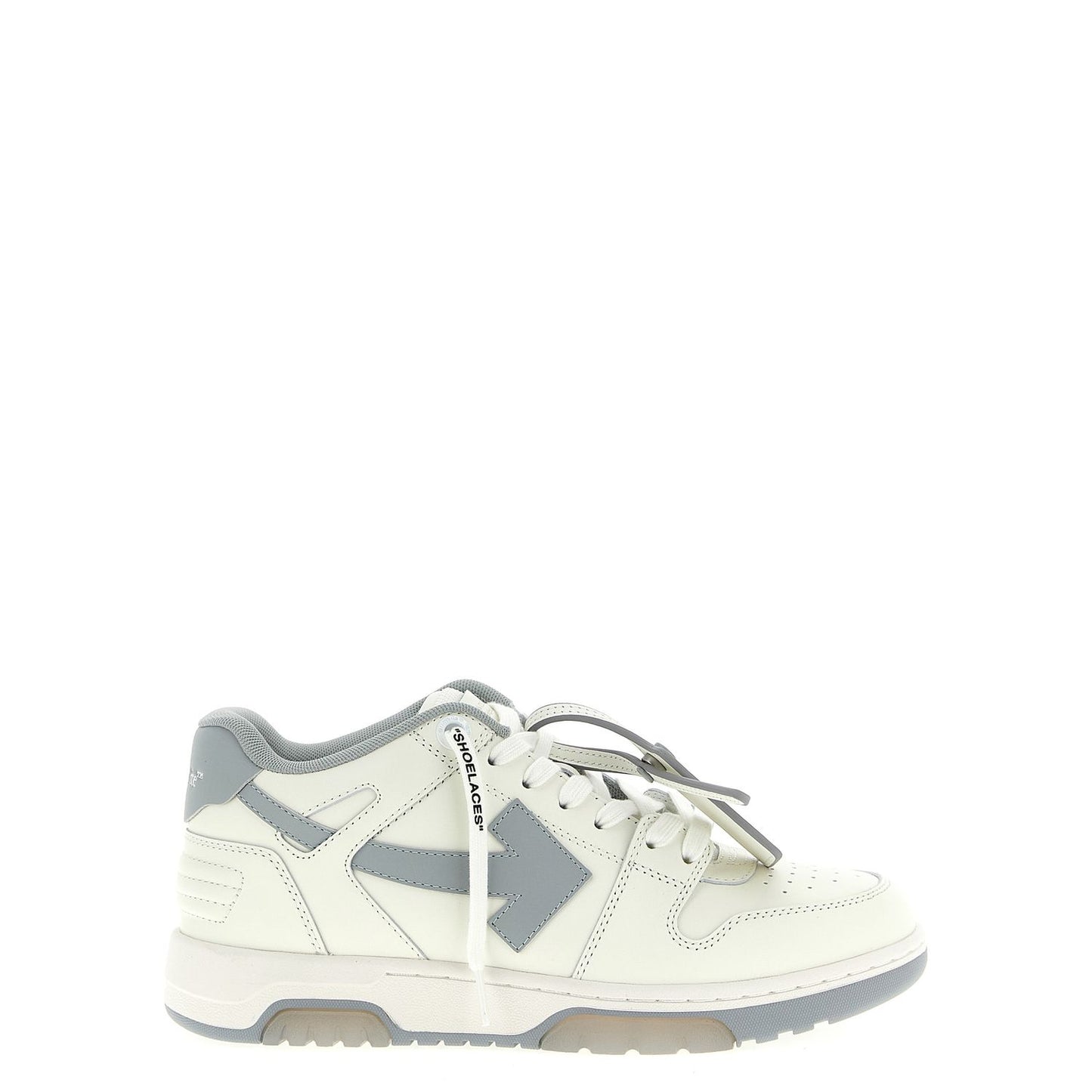 Off-White Gray Leather Low Top Sneakers