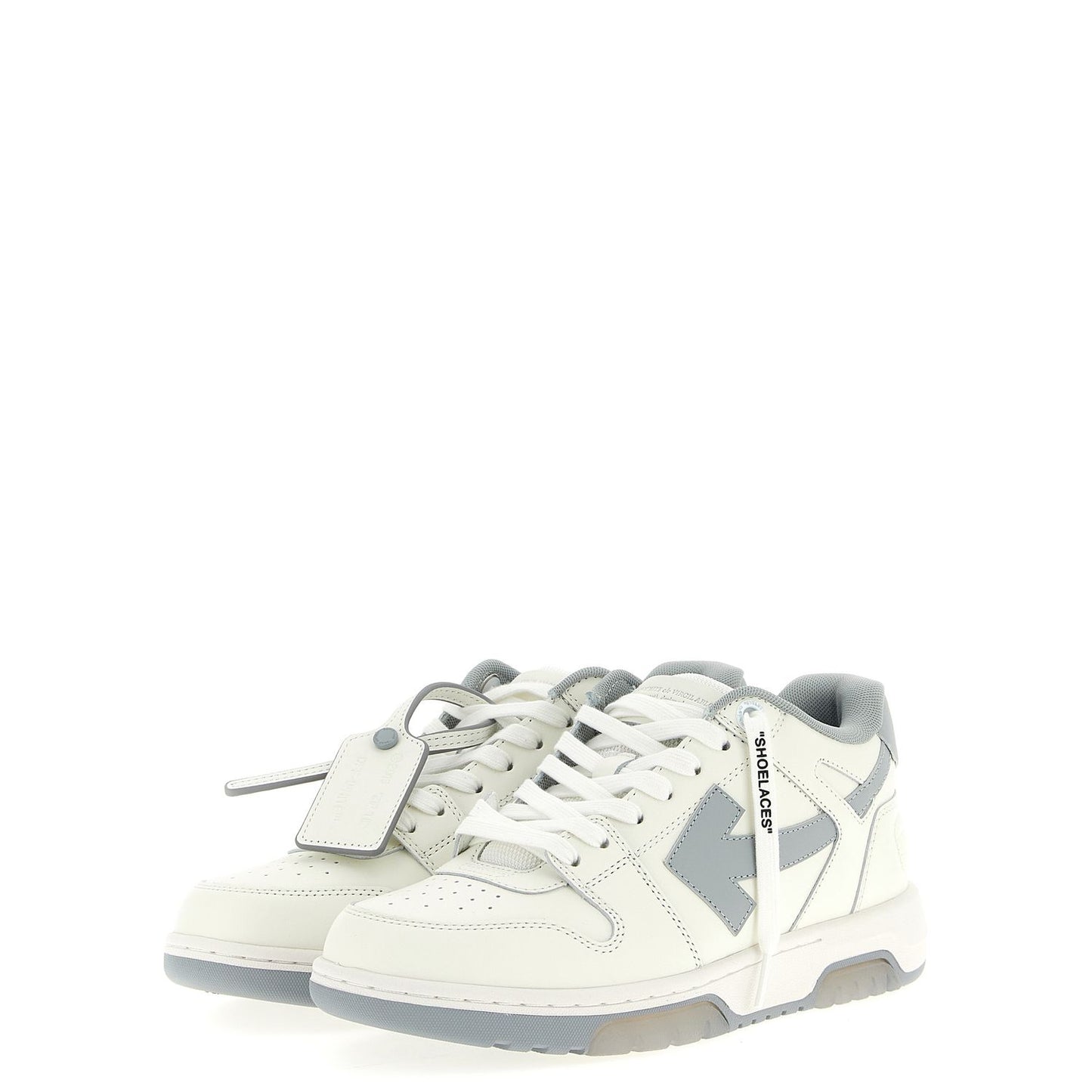 Off-White Gray Leather Low Top Sneakers