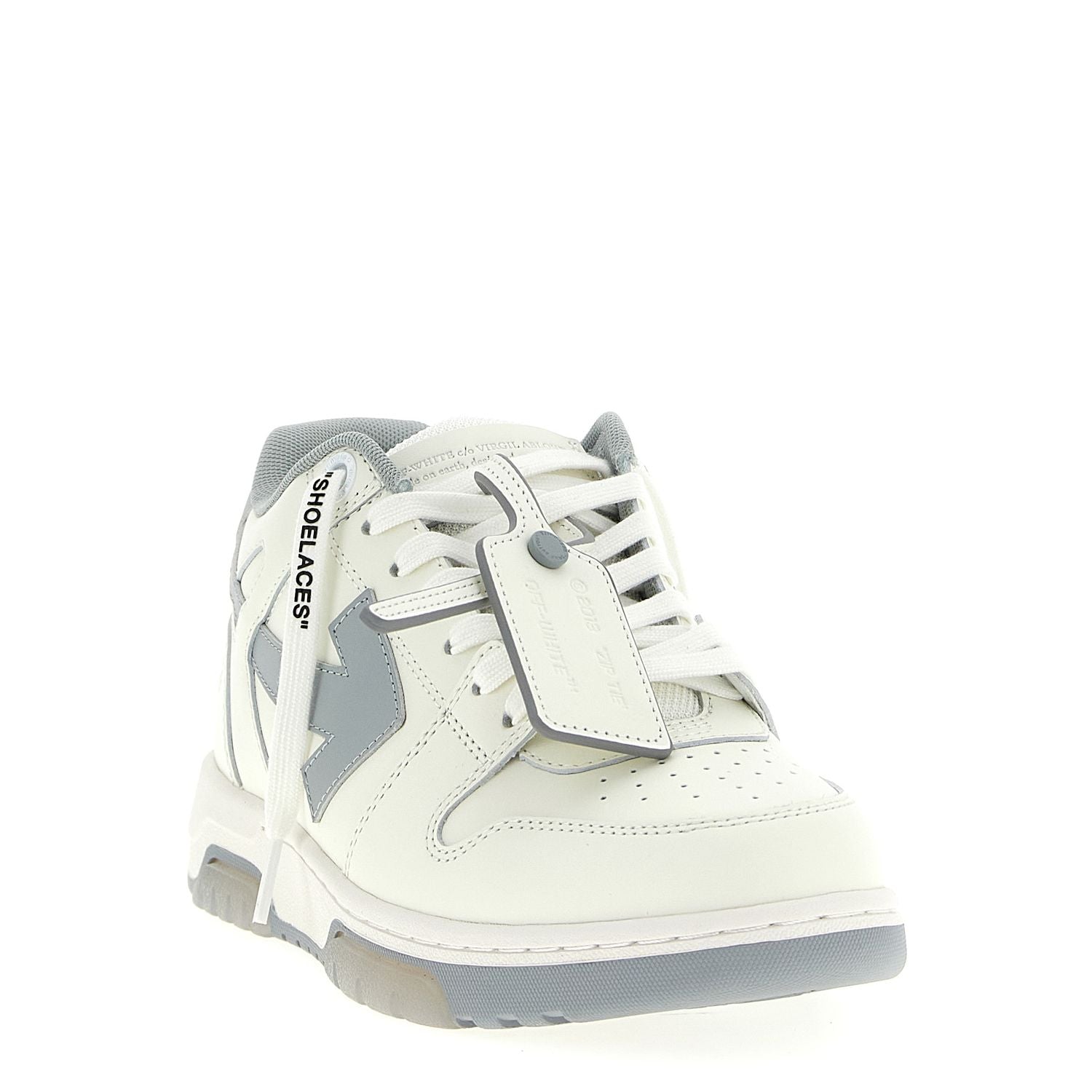 Off-White Gray Leather Low Top Sneakers