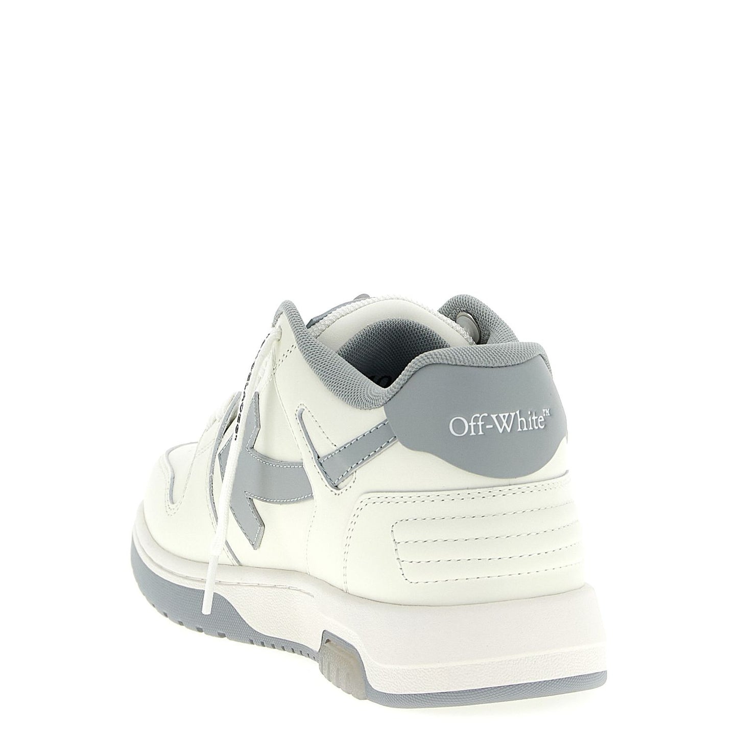 Off-White Gray Leather Low Top Sneakers