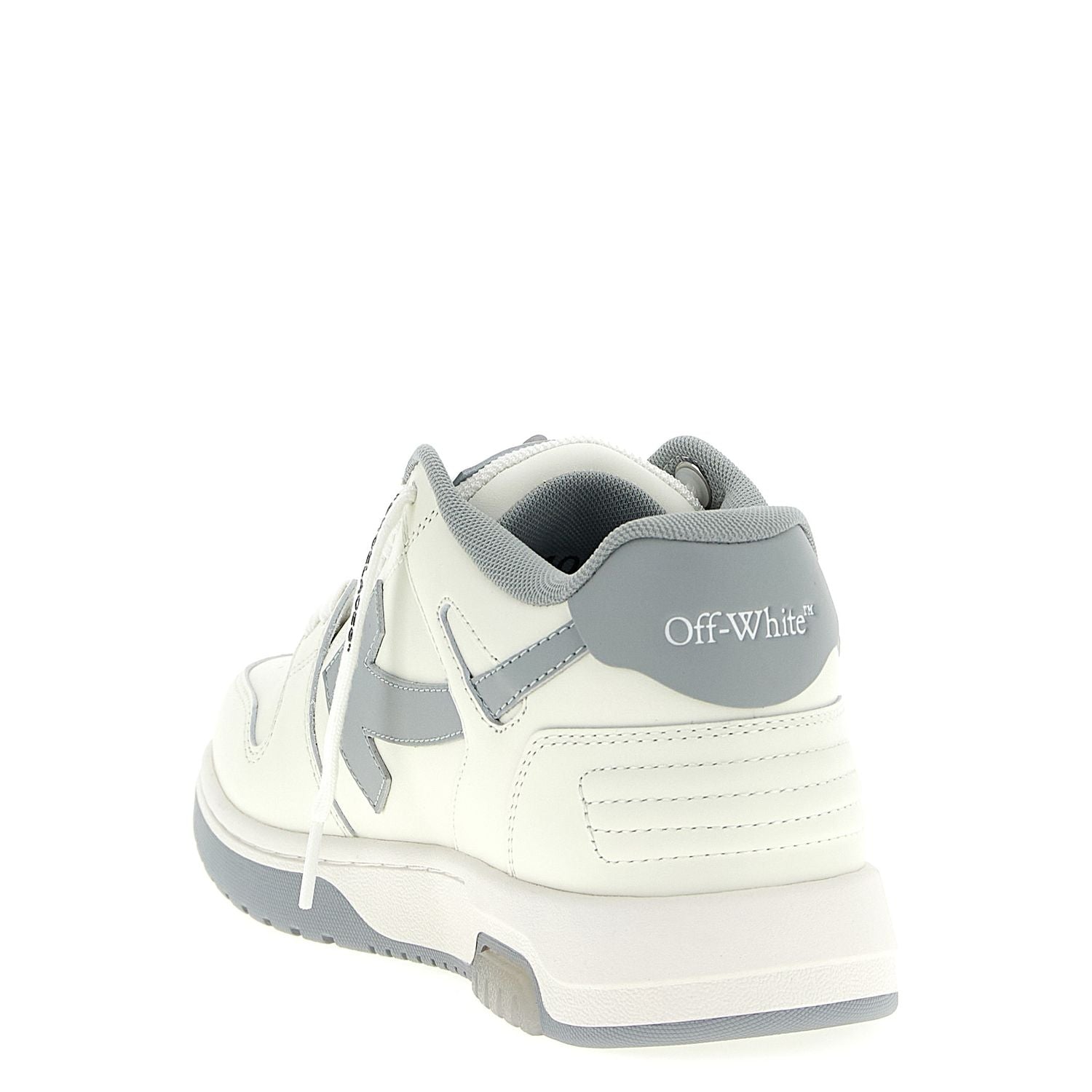 Off-White Gray Leather Low Top Sneakers