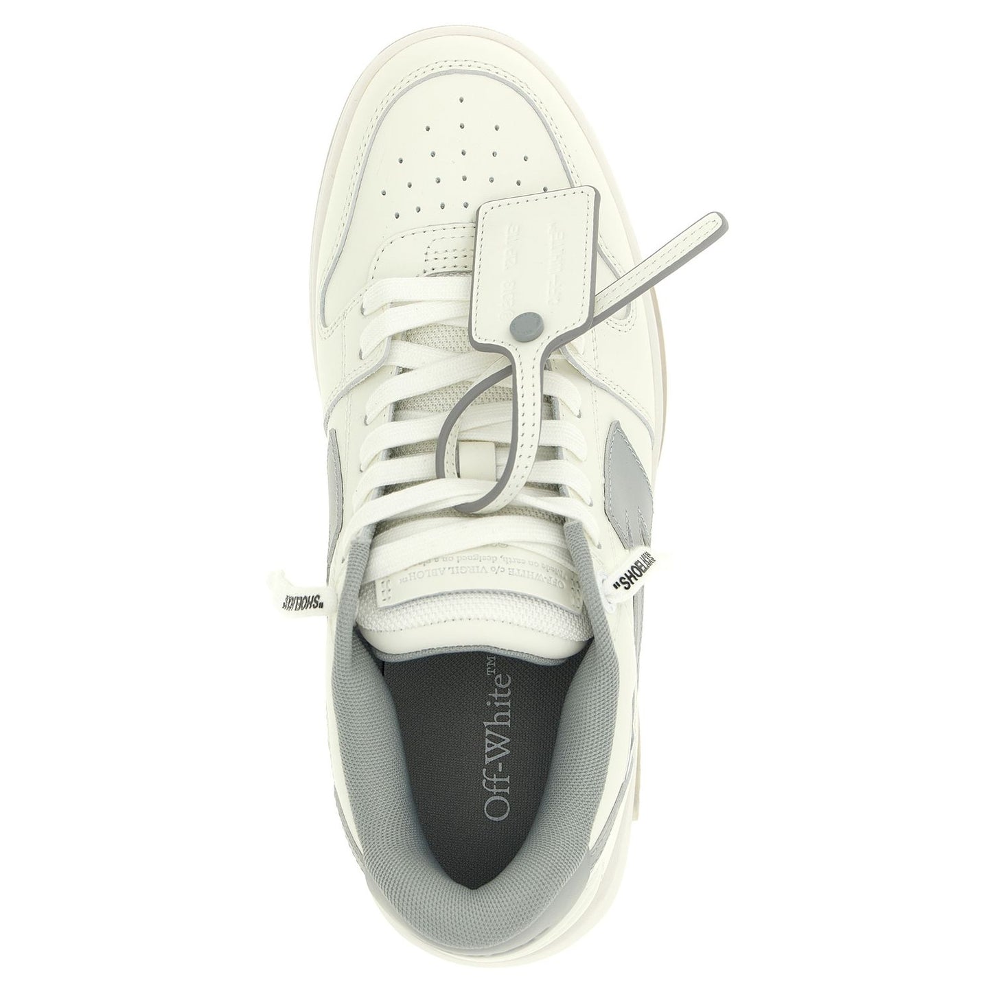 Off-White Gray Leather Low Top Sneakers