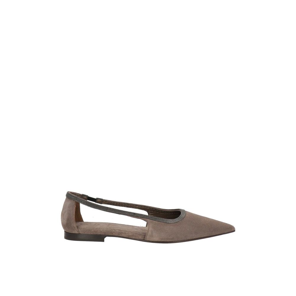 Brunello Cucinelli Gray Leather Flats