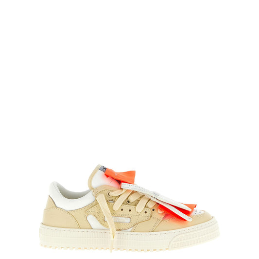 Off-White Beige Leather Low Top Sneakers