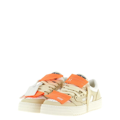 Off-White Beige Leather Low Top Sneakers