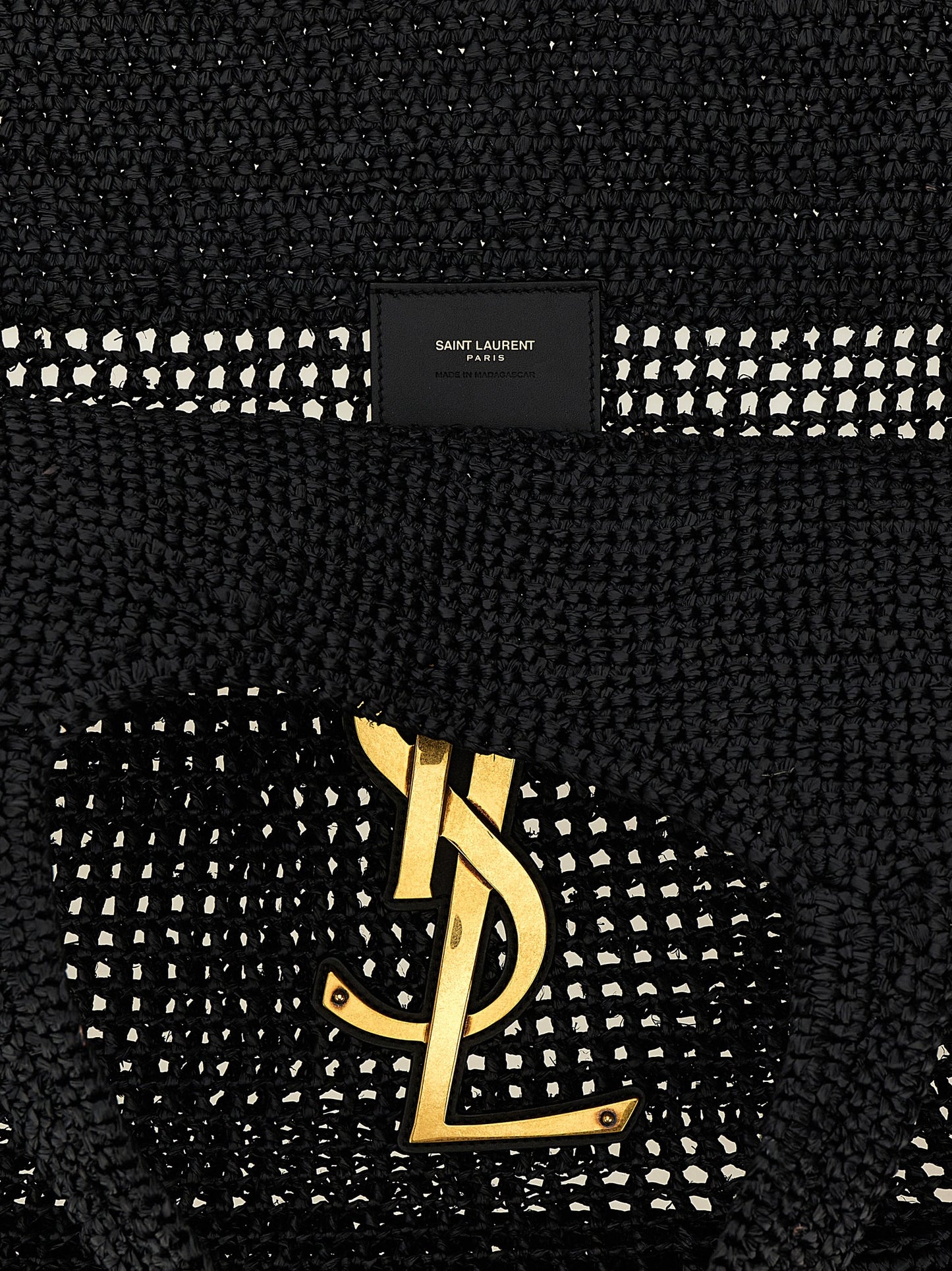 Saint Laurent Black Raffia Tote Bag