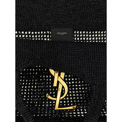Saint Laurent Black Raffia Tote Bag