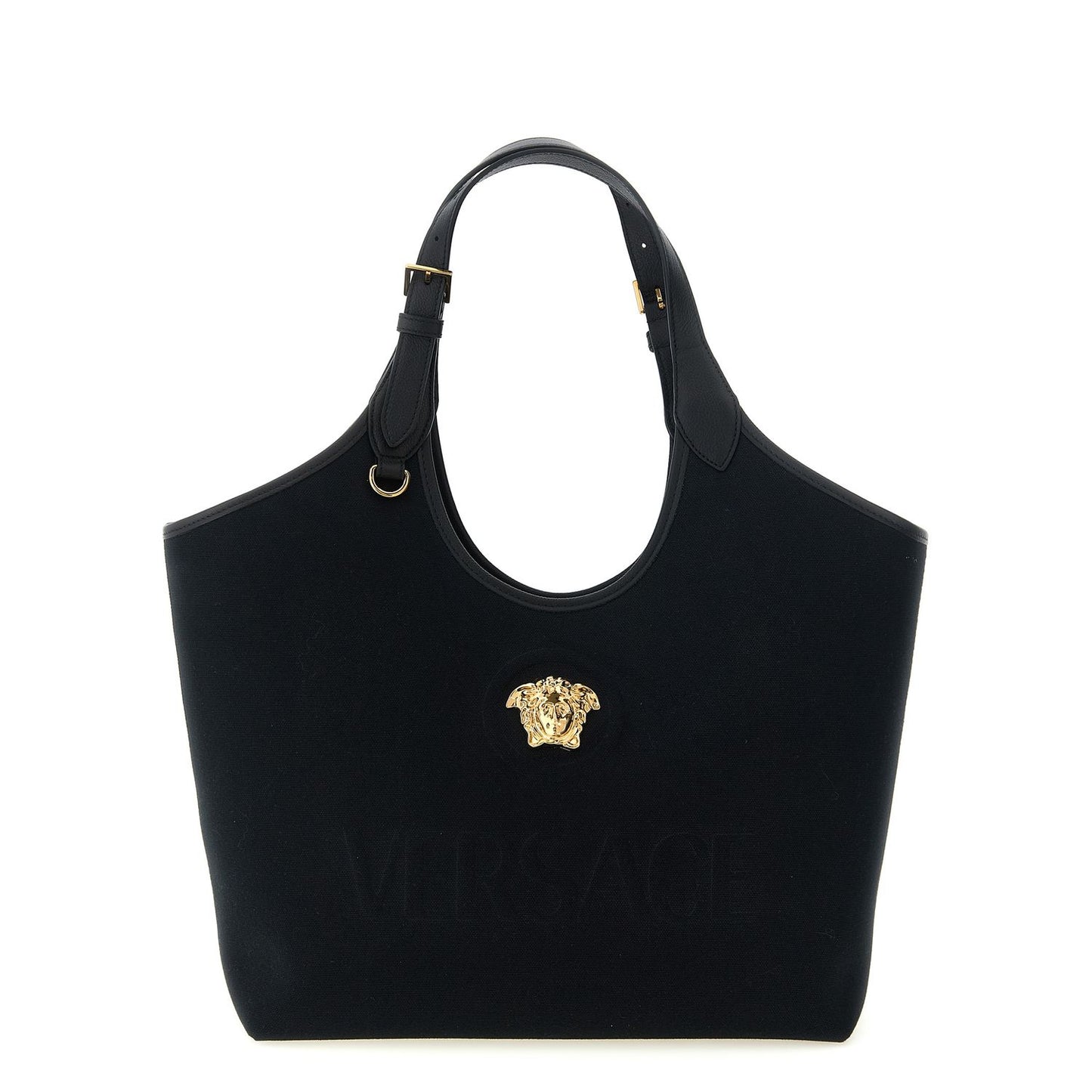 Versace Black Cotton Tote Bag