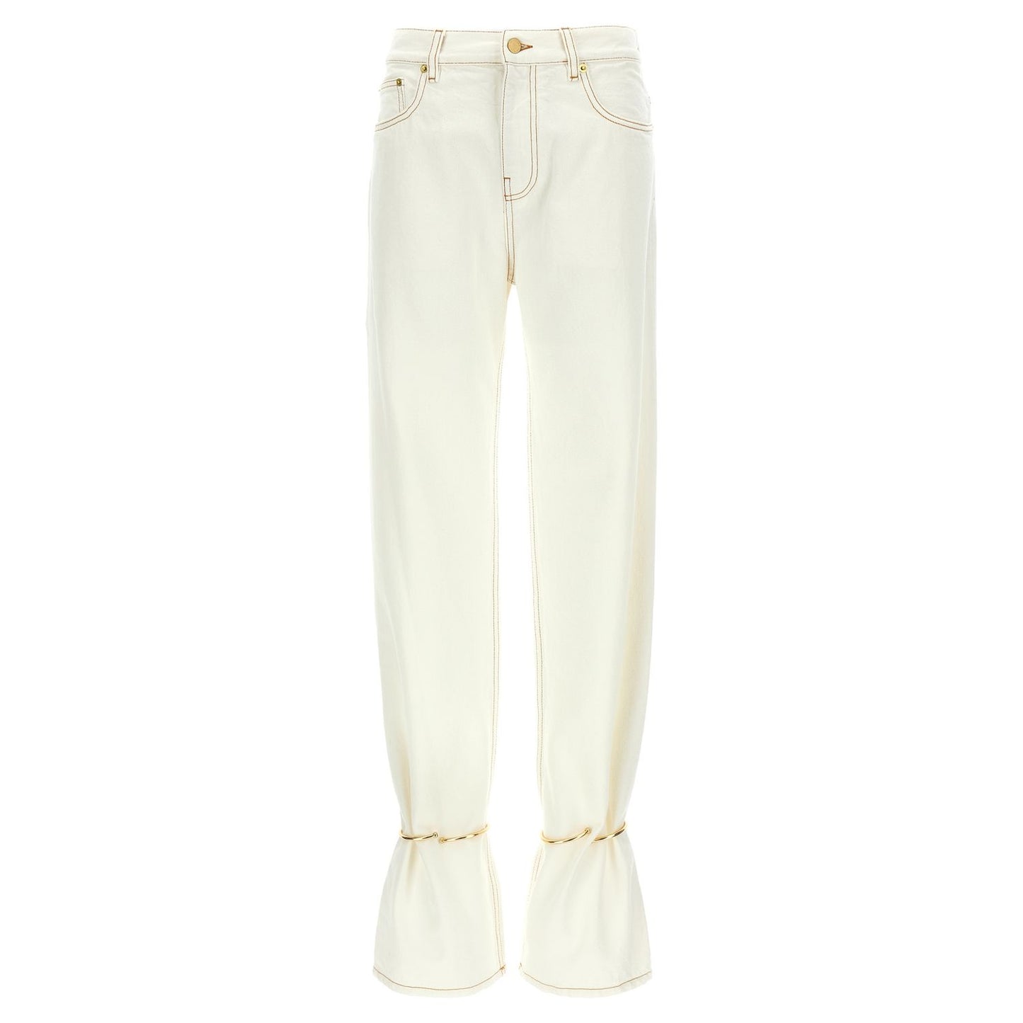 Darkpark White Cotton Straight-Leg Jeans