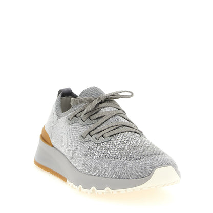 Brunello Cucinelli Gray Cotton Athletic Sneakers
