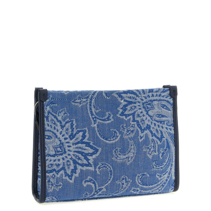 Etro Blue Cotton Clutch Bag