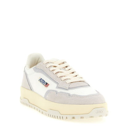 Autry Gray Cotton Low Top Sneakers