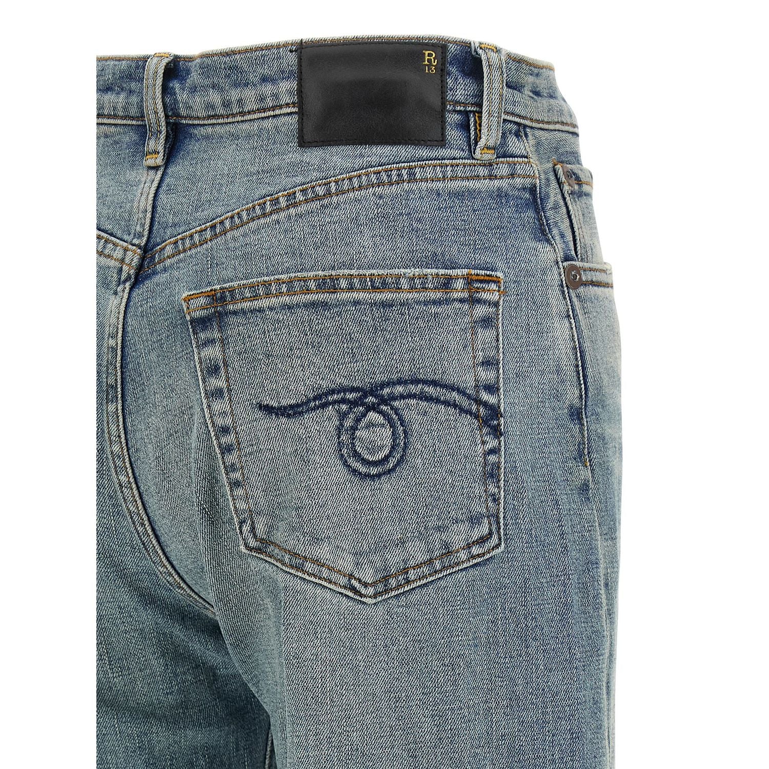 R13 Blue Cotton Flared Jeans