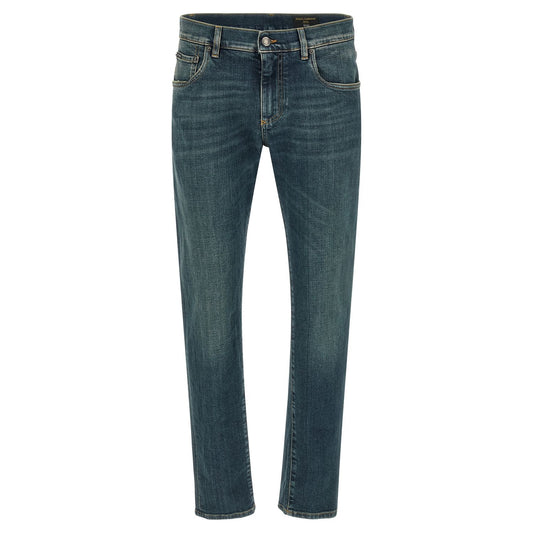 Dolce & Gabbana Blue Cotton Slim Fit Jeans
