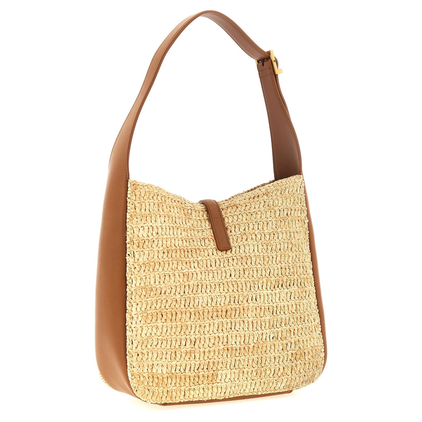 Saint Laurent Beige Raffia Shoulder Bag