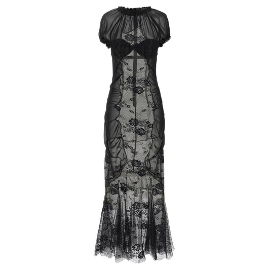 The Attico Black Cotton Midi Dress