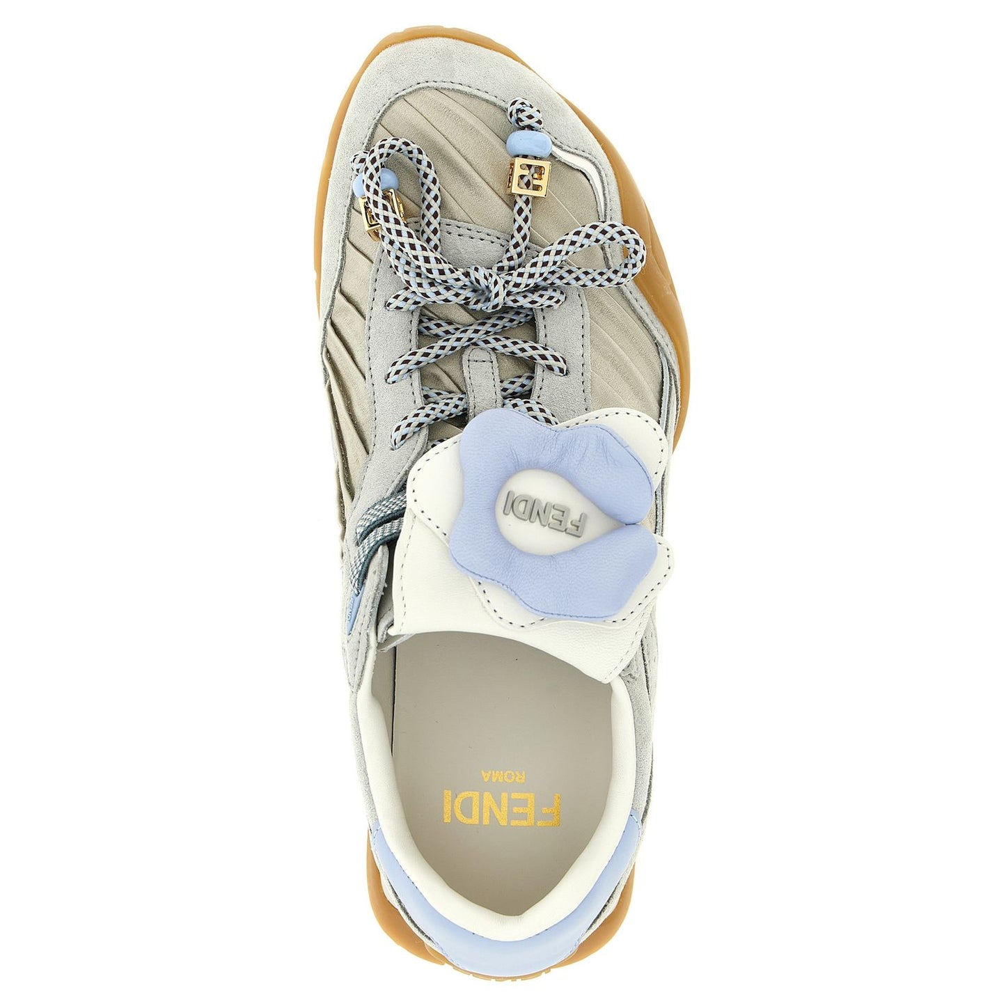 Fendi Gray Calfskin Athletic Sneakers