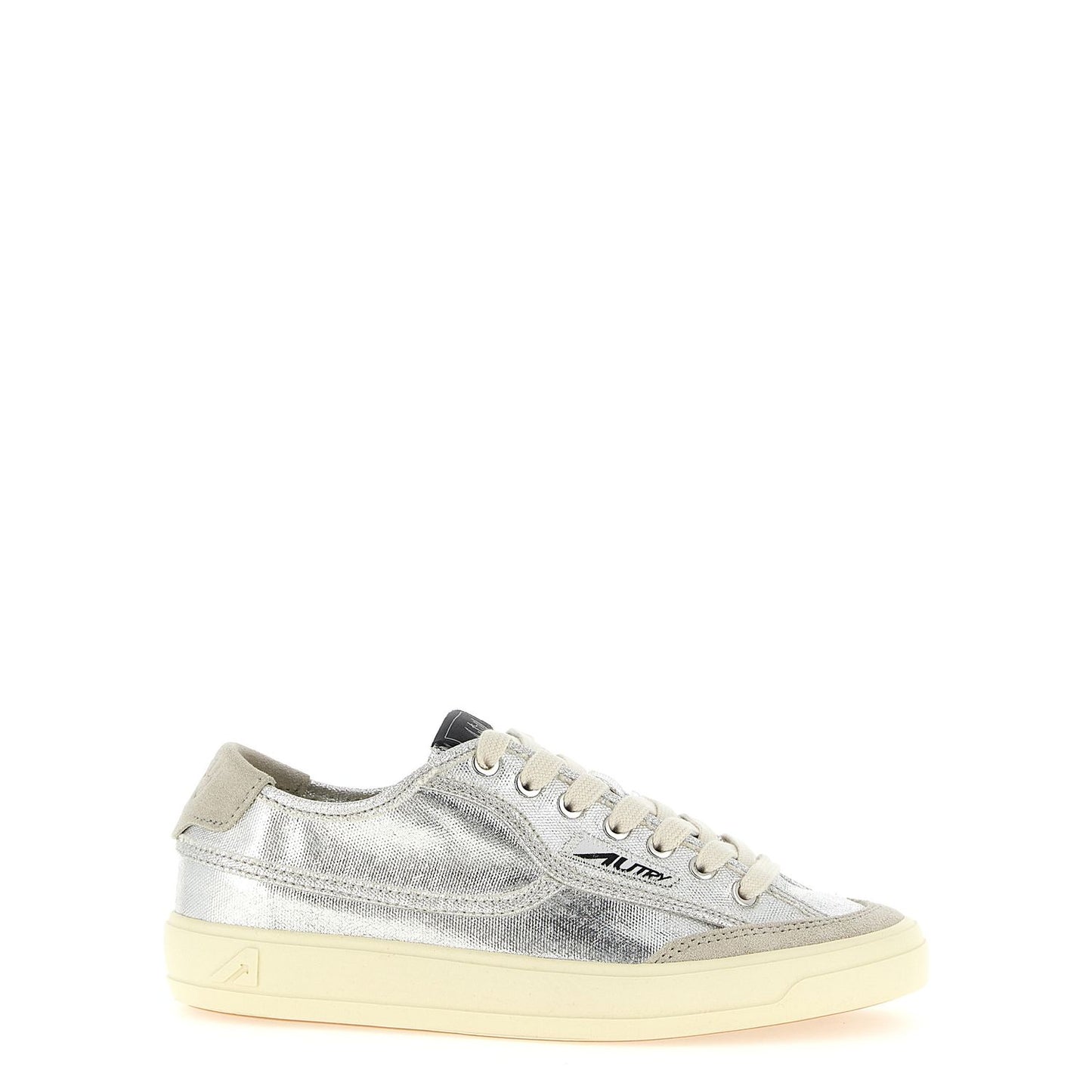 Autry Silver Canvas Low Top Sneakers