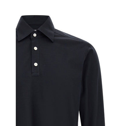 Kiton Blue Cotton Polo Shirt
