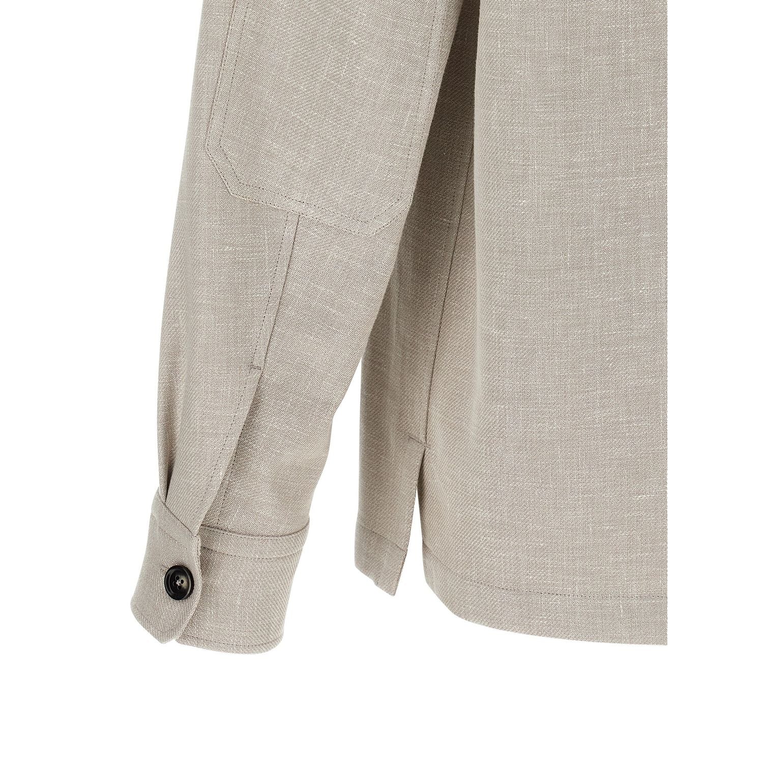 ZEGNA Gray Linen Blouse