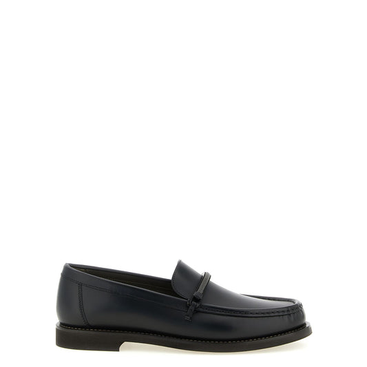 Brunello Cucinelli Black Calfskin Slip-On Loafers