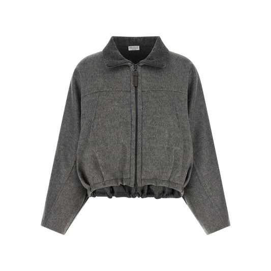 Brunello Cucinelli Gray Virgin Wool Full-Length Jacket
