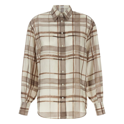 Brunello Cucinelli Beige Silk Blouse