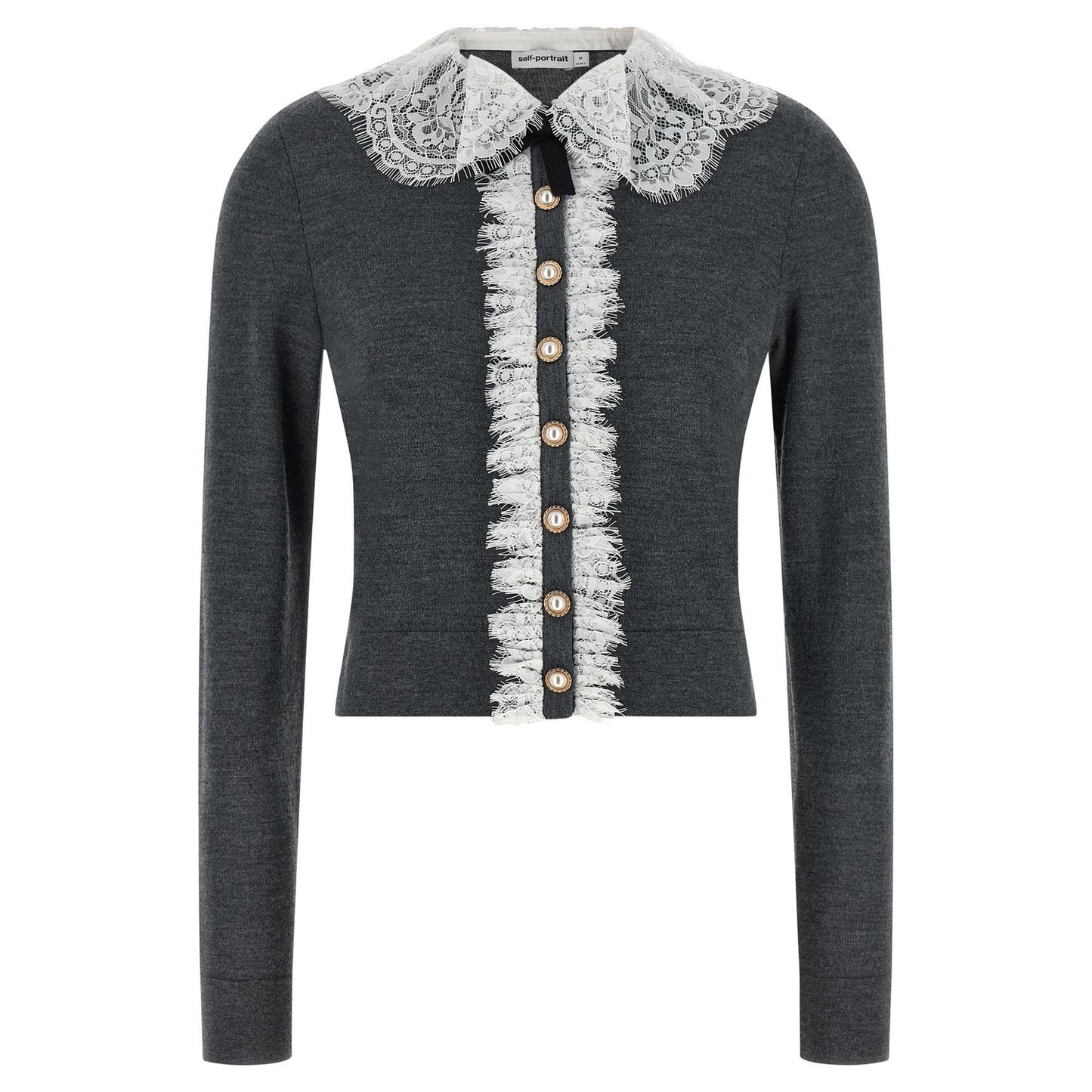 Self-Portrait Gray Wool Cardigan